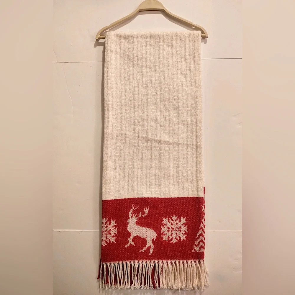 🎁Texteis Penedo Holiday Throw Blanket - Ivory Weave Inset with Adorned Border